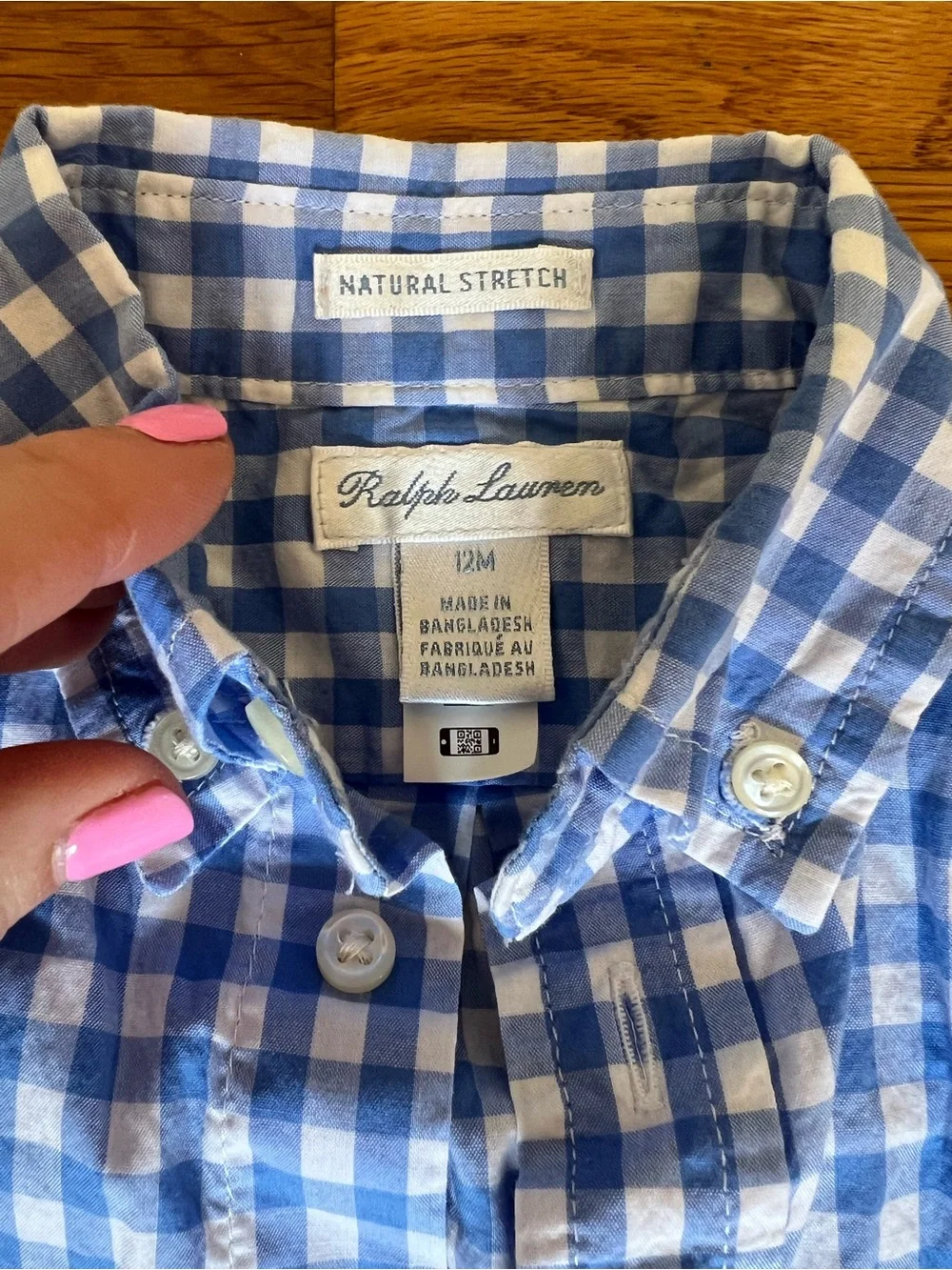 Ralph Lauren Blue Gingham Button-Down Short Sleeve Shirt - Kids